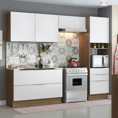 Cozinha Compacta Stella Smile 6 PT 3 GV Rustic e Branco