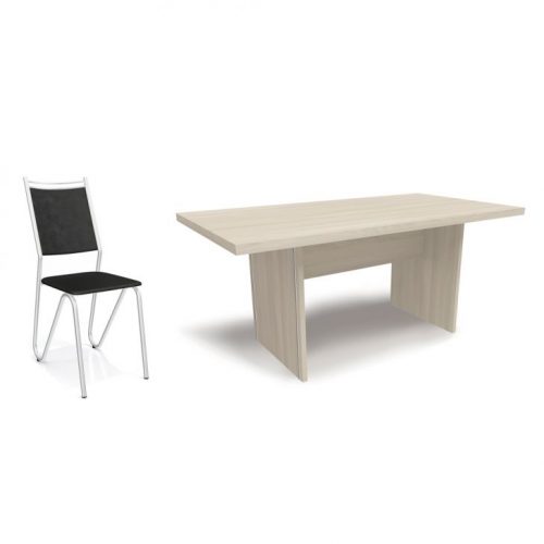Conjunto de Mesa com 6 Cadeiras Mommentum Cromado e Preto