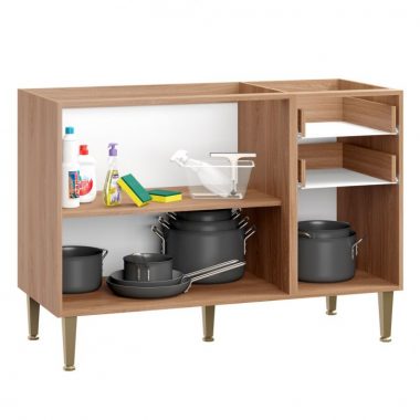 Balcão de Cozinha Cook 3 PT 2 GV Madeira e Oxid