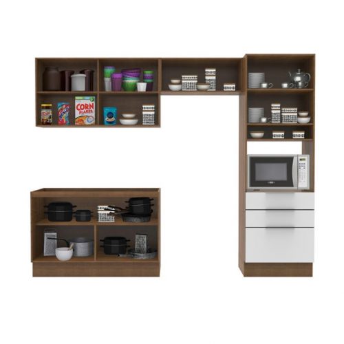 Cozinha Compacta Stella Smile 6 PT 3 GV Rustic e Branco