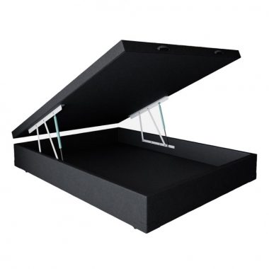 Base para Cama Box Casal Premium com Baú Corino (47x138x188) Preta