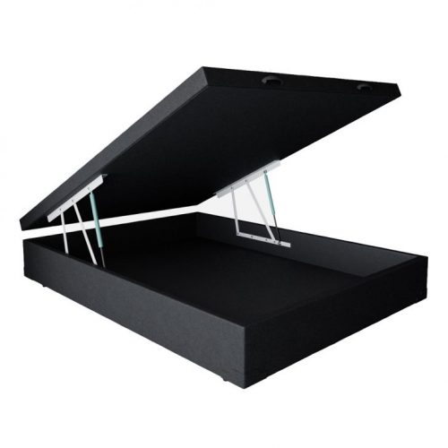 Base para Cama Box Casal Premium com Baú Corino (47x138x188) Preta