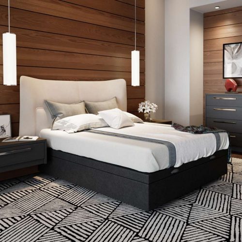 Base para Cama Box Casal Premium com Baú Corino (47x138x188) Preta
