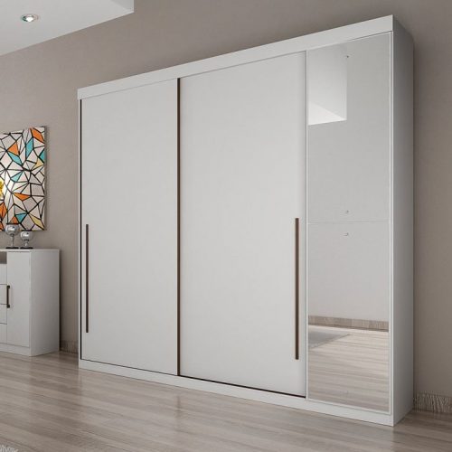 Guarda-Roupa Casal com Espelho Scarpa 3PT 4GV Branco